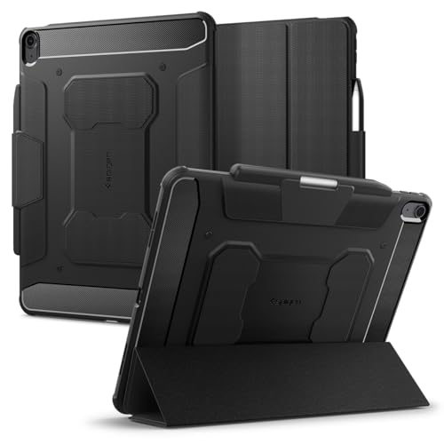 Spigen iPad Air 13入れもの 2024 押しかぶせる ぼうぜん自失吸いあげる 耐衝撃 照明ランプ 落っこちる ぼうぜん自失 吸いあげる ラギッド・アーマープロ ACS07669 (黒いこと)