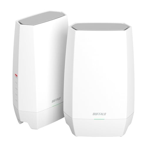 バッファロー WiFi ルーター 無線 LAN Wi-Fi 6E 11ax 6GHz AXE5400 メッシュ 2個セット トライバンド 6ストリーム 有線 2.5Gbps エコパッケージ 【 iPhone 15 Pro / 14 / 13 / Nintendo Switch / PS5 動作確認済み 】