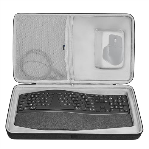 Geekria ハードシェル トラベル キャリング キーボード ケース、ロジクール Logicool ERGO K860 ワイヤレス エルゴノミクス キーボード、ERGO K860 および MX Master 3S マウス ケース コンボと互換性があります (ダークグレー)