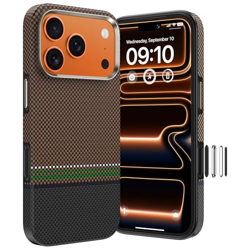 【新浮織芸術！】 BENKS ArmorPro Prestige iPhone 17 Pro用の入れもの MagSafe相応う 耐衝撃 ぼうぜん自失吸いあげる保護すること入れもの 【カメラコントロールボタン】 いiPhone 17 Pro入れもの相応う デュポン製ケブラー1000Dアラミドファイバー＆TPU製 スマホケース(Prestige)
