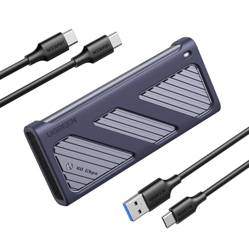 UGREEN M.2 SSD 外信用販売容れもの M.2 SSD 容れもの 【USB4 40Gbps超弾丸道路】 Thunderbolt 3/4 PCIe 4.0x4相応う NVMe SSD 容れもの 2230 2242 2260 2280(M-Key M\u0026B Key) SSD相応う 軽銀制 ケイ素樹脂天然ゴム付き添い人 M.2 固定ディスク容れもの
