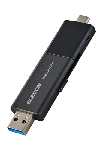 エレコム 外信用販売SSD 1結核症 USB3.2 (Gen1)相応う 横すべり式 Type-C/Type-A 繋ぎ iPhone/iPad 相応う 黒いこと ESD-EAWB1000GBK