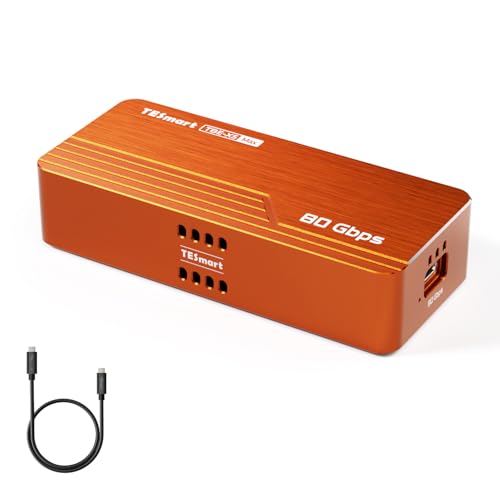 TESmart 80Gbps Thunderbolt5取り替えっこ PCIe5.0 M.2 NVMe SSD 外後ばらい入れもの USB4 V2相応う JHL9480(B2)+AMS2364手当て 結核症4/3 USB4/3.2/3.1/3.0 USB3.2Gen2x2 20Gbps相応う 8結核症 2280 M-Key SSD相応う 7000M/s相応う 弾丸道路落ち居る気違い、軽銀アロイ製