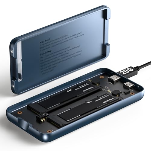 M.2 NVMe デュアルベイ エンクロージャー：RAID 0/1/JBOD・クローン役立つこと物のみごとに相応う。20Gbps弾丸道路伝えるでオフライン書きうつすも能力のあるなHDD/SSD書きうつす機。