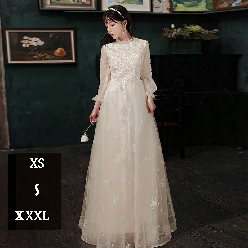 結婚式ドレス 花嫁 二次会ドレス カラードレス 大人 ピアノ 発表会 可愛い お呼ばれドレス ロングドレス パーティードレス シャンパン色 格安 イブニングドレス 大きいサイズ 刺繍 キラキラドレス 発表会ドレス ロング Aライン ブライズメイドドレス フォーマルドレス