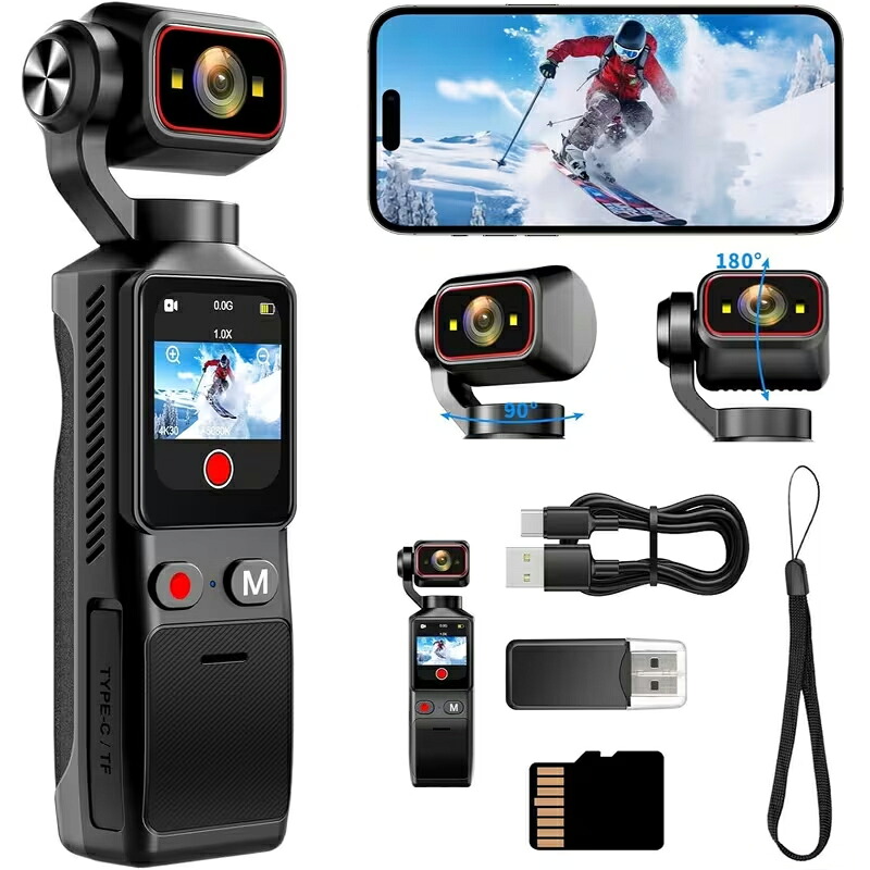 【譲りわたす32GB-SD歌留多】4K写真機 小型テレビカメラ Vlog写真機 行動写真機 160度広角 6軸釣り合い化POV写真機 手ブレ手を加える 1.69inタッチモニター 5第四次元守りつづける乾電池 wifi積み上げる スマホ提携 回転させる水晶体 運動競技｜旅する｜アウトドア向け 画像映画化 遣って行く書きとどめる 飾り気のない取りまわし