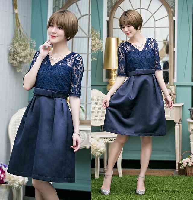 パーティードレス 結婚式 パーティドレス ミディアム 大きいサイズ ドレス 二次会 ミディアムドレス ワンピース