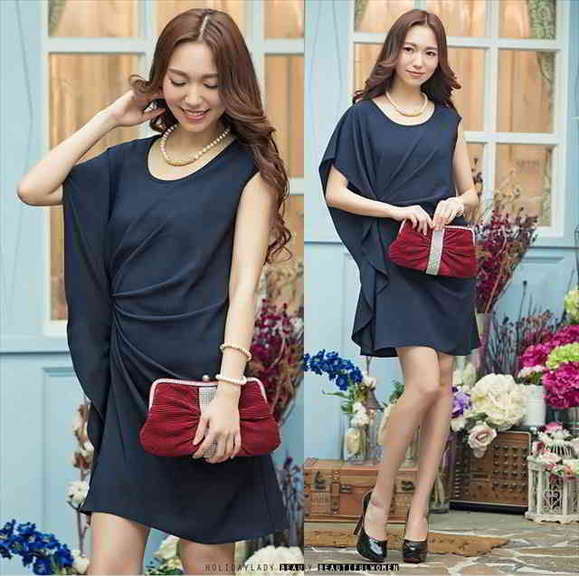 フリル プリーツ 大きいサイズ ミディアム 結婚式 小さいサイズ ドレス パーティードレス ワンピース 2次会 膝下 二次会