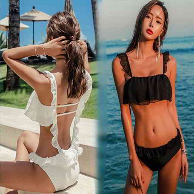 水着 レディース 水着 体型カバー ビキニ 人気 トレンド バックシャン セクシー バックレス 背中見せ ワンピース 水着 シンプル 単色 リゾート 代 30代 40代 ママ水着 オトナ女子 小胸 盛れる 黒 白 フリル 大人可愛い パッド付き Educaps Com Br