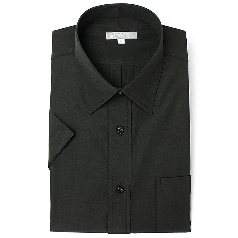 楽天市場】黒シャツ 無地 半袖 ワイシャツ 黒 形態安定 メンズ シャツ