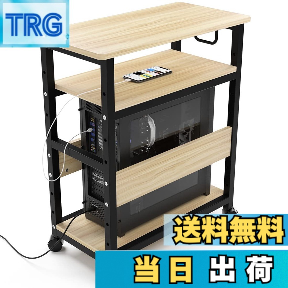 【送料無料】パソコンワゴン pcワゴン cpuワゴン キャスター付き デスクワゴン 3段 25mmx25mmのスチール製フレーム 棚板高さ調節可能 パソコン収納 木製 サイドワゴン デスクサイドワゴン 収納ラック 取っ手付き オフィス収納 オ 色：ブラック、サイズ：30 x 60 x 70.5