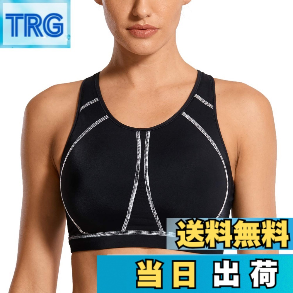 【送料無料】[SYROKAN] レディース 大きいサイズ ノンワイヤー フルカップ 揺れない ランニングウェア スポーツブラ レーサーバック ブラック C75