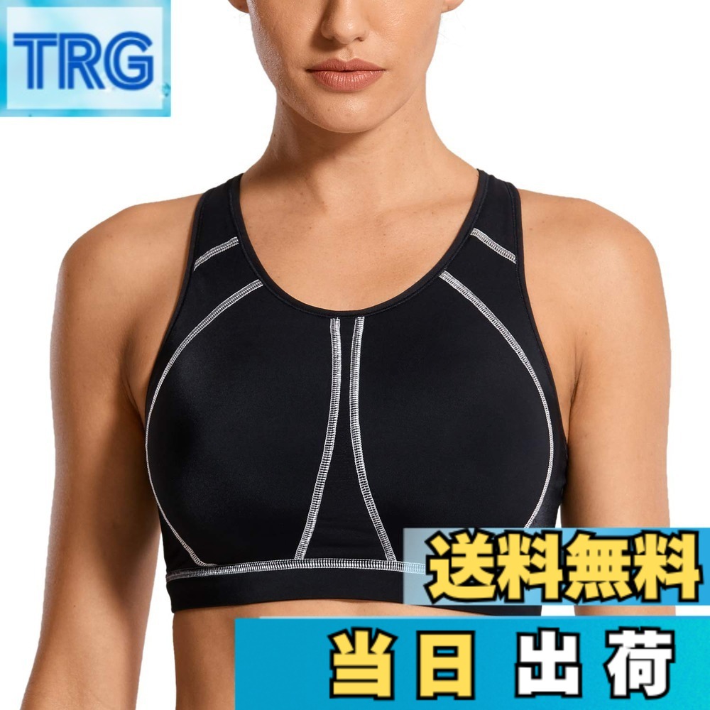【送料無料】[SYROKAN] レディース 大きいサイズ ノンワイヤー フルカップ 揺れない ランニングウェア スポーツブラ レーサーバック ブラック C90