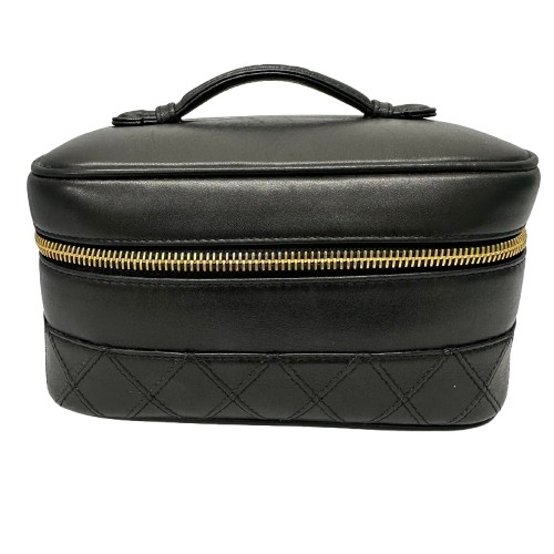 CHANEL シャネル バニティバッグ ビコローレ A01618 ブラック ラムスキン 化粧ポーチ