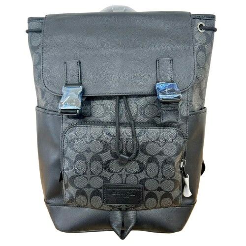 COACHコーチ トラック バックパック シグネチャー レザー キャンバス リュック C2712 ブラック メンズ｜質屋トライアングル　店