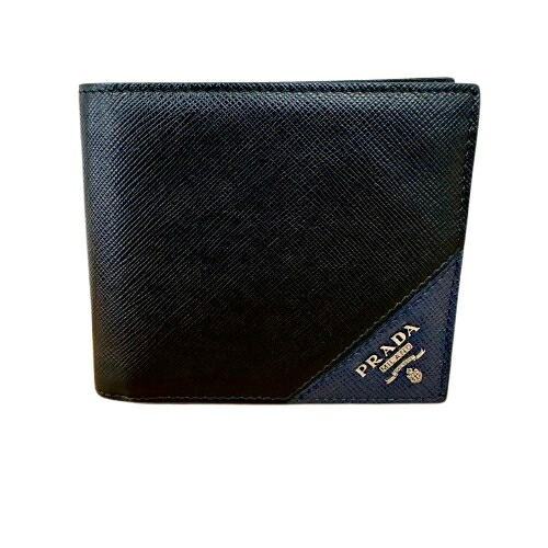 PRADA サフィアーノ ブラックレザー ウォレット 財布 PRADA サフィアーノ レザー 二つ折り 財布 札入れ 黒