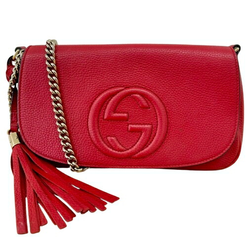 GUCCI グッチ ソーホー チェーン店ショルダーバッグ インターロッキング 536224 なめし革 赤いこと レディース