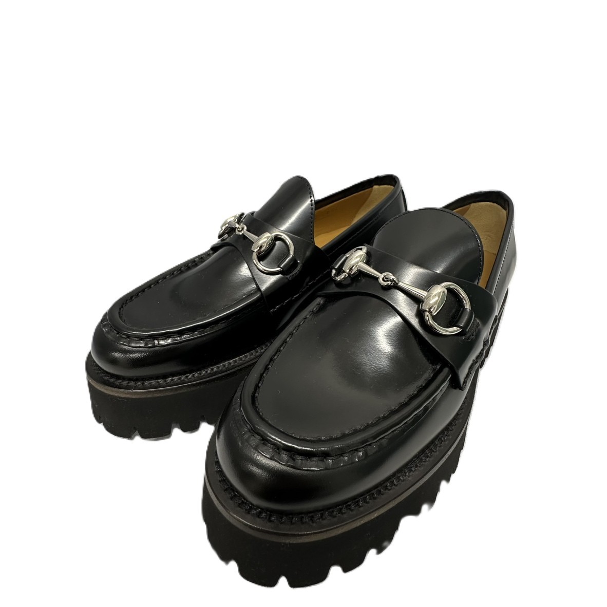 Gucci グッチ ホースビット ローファー プラットフォーム 764211 厚底 靴 レザー ブラック レディース