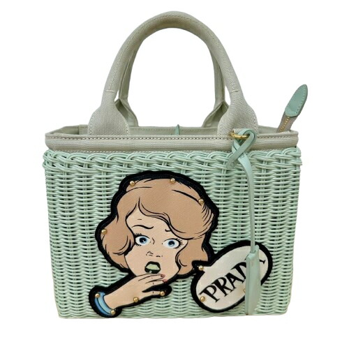 PRADA ノベルティカゴトートバッグ PRADA プラダ かごバッグ 1BG444 2A2T OOO レディース ラフィア