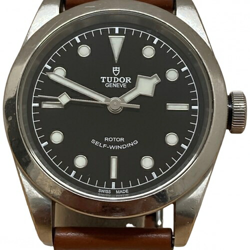 TUDOR 79540 黒いことベイ 黒文字盤 自動小銃一巻き 革胴締め 41粍