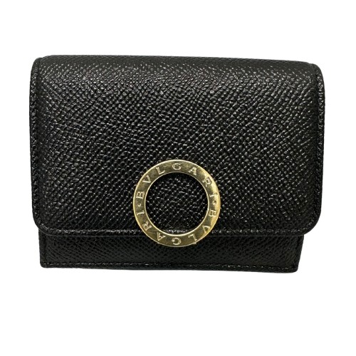 BVLGARI ブル小峡谷 三つ折り紙入れ 288648 三つ折り紙入れ コンパクトウォレット なめし革 黒いこと