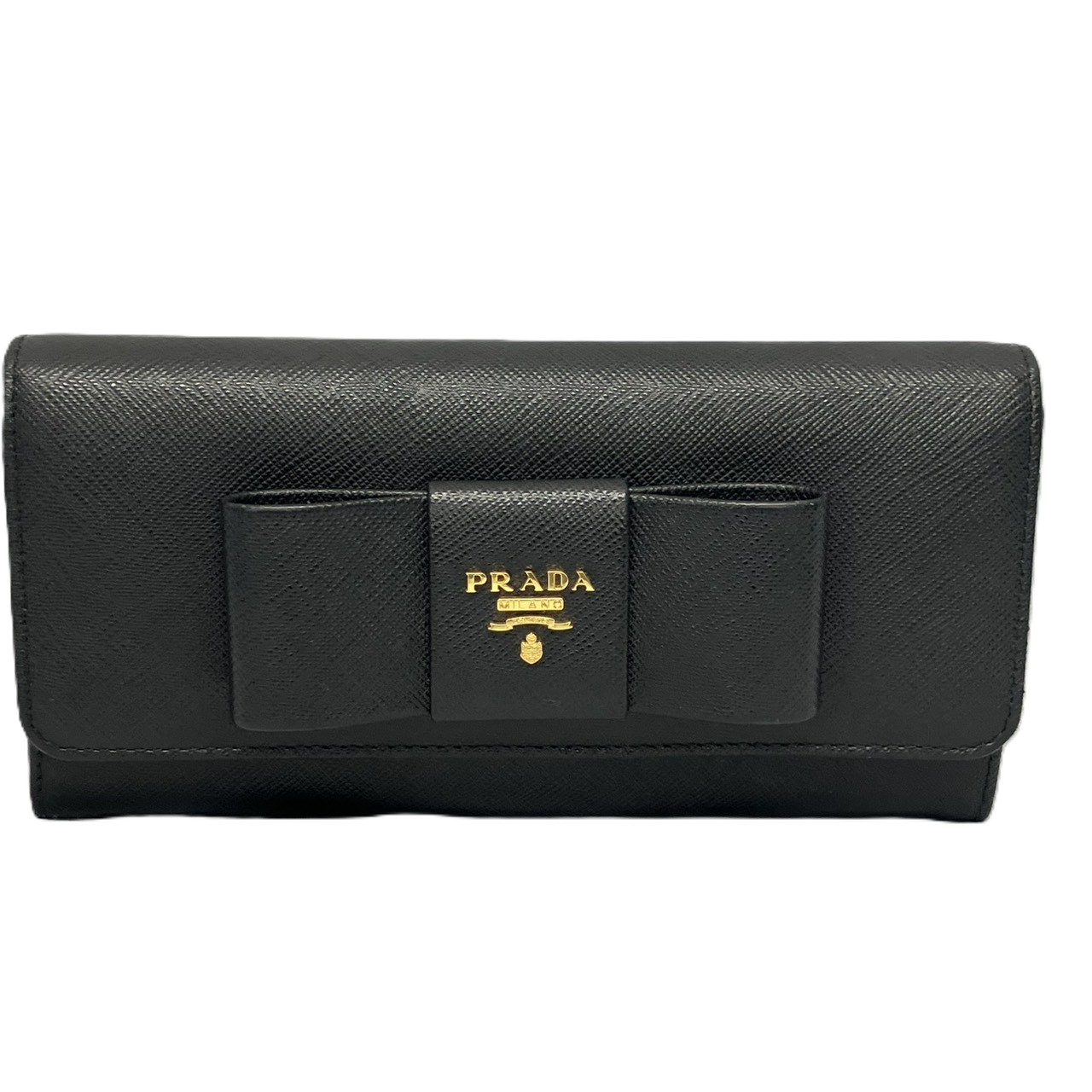 PRADA プラダ リボン モチーフ 2つ折 長財布 SAFFIANO FIOCCO サフィアーノ フィオッコ 1MH132 型押しレザー ブラック