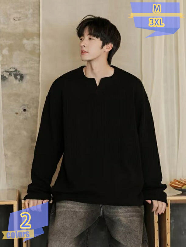 1000円OFFクーポン ロングtシャツ メンズ 秋服 長袖 tシャツ ｖネック トップス 黒/白 ティーシャツ かっこいい ロンt 無地 ろんてぃー 快適 ながそでtシャツ 大きいサイズ ロンティー オシャレ ろんぐてぃーしゃつ カジュアル 服 春 秋 tribal-shop