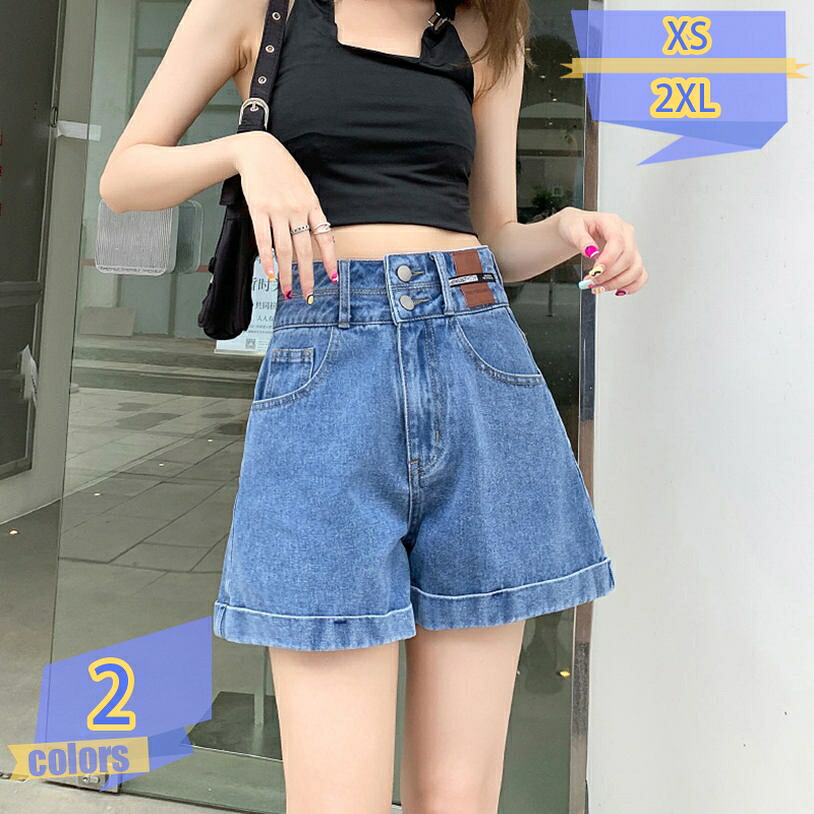 大きいサイズ レディース ボトムス パンツ デニム 短パン ロールアップ 脚長 シルエット ハイウエスト ストレッチ セクシー ホットパンツ キュロットパンツ 着回し ショートパンツ Aライン デニム ショートパンツ tribal-shop