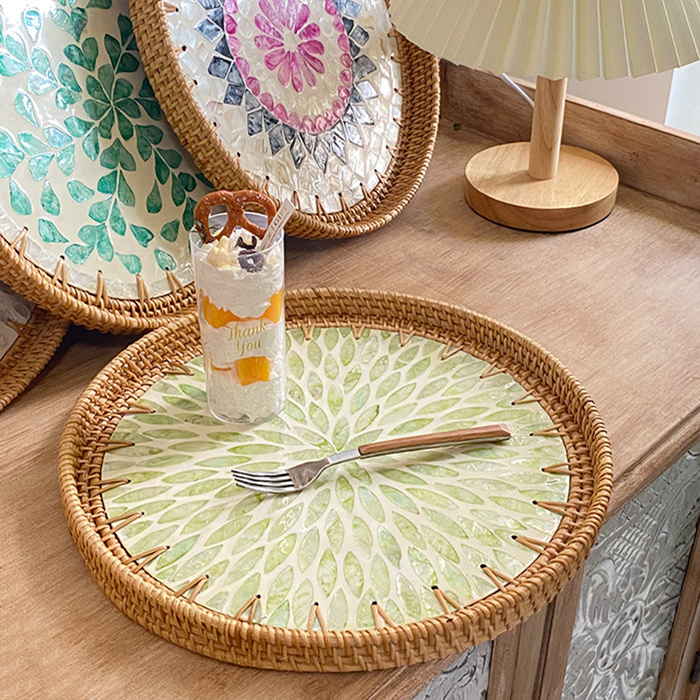 楽天市場】ベトナム☆ラタン編み貝細工トレイ～3サイズセット