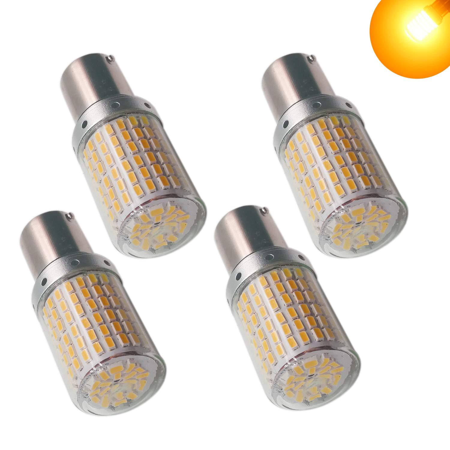 S25 シングル LED ウインカー アンバー ハイフラ防止 オレンジ 1156 BA15S P21W LEDバルブ ピン角違い 180度 ブ コーナリング ランプ 変換 ウェッジ シングル球 LED電球 12V 車用 4個セット画像