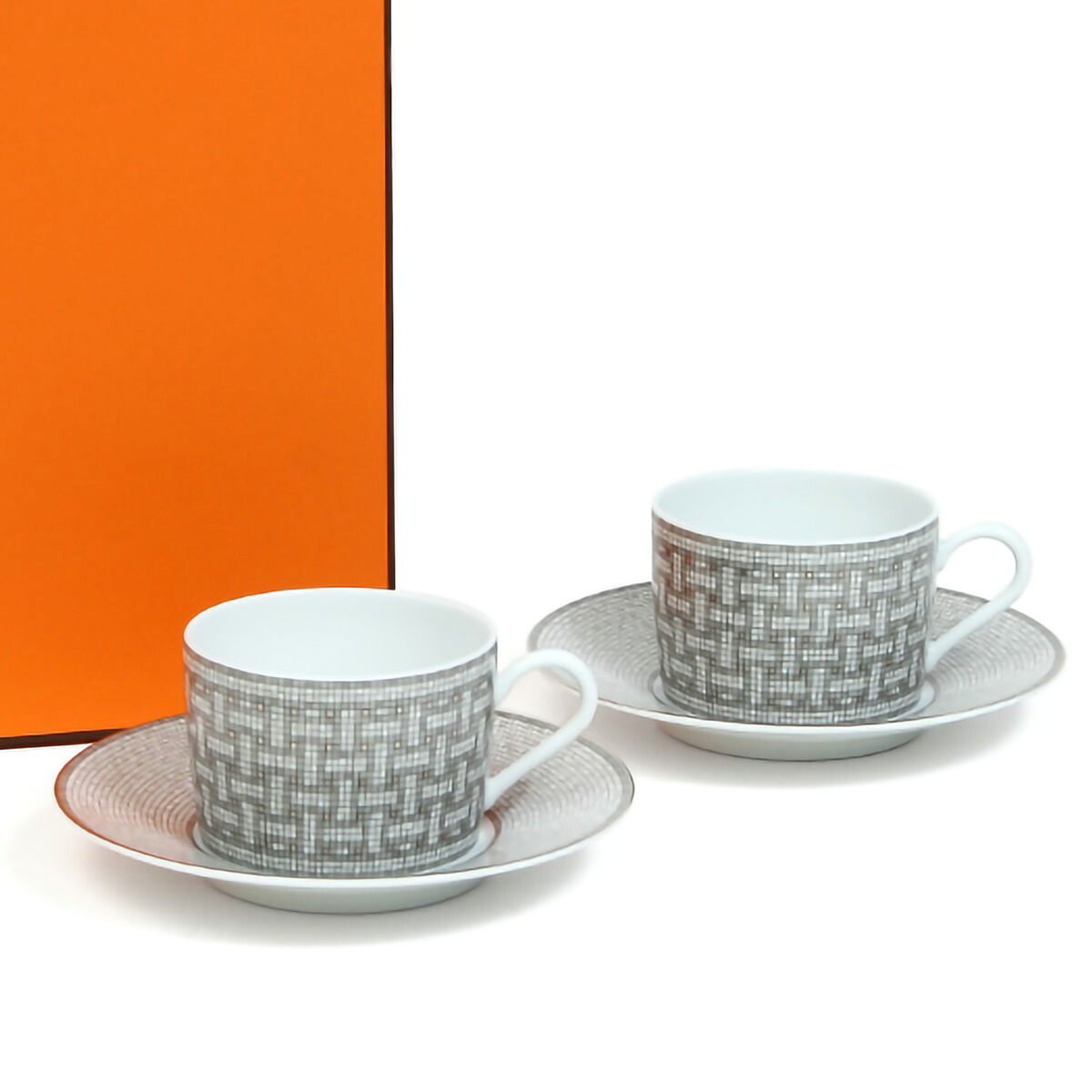 HERMES エルメス 食器 35016 ティーC/Sペア Mosaique au 24（モザイク） ユニセックス グレー｜Tricolore ［トリコローレ］