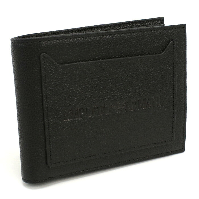 EMPORIO ARMANI エンポリオアルマーニ 二つ折り財布 小銭入付き EM001580 AF13788 UC001 メンズ ブラック