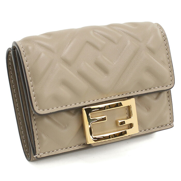 FENDI フェンディ 三つ折り財布 小銭入付き Baguette バゲット 8M0395 AAJD F0E65 レディース グレージュ