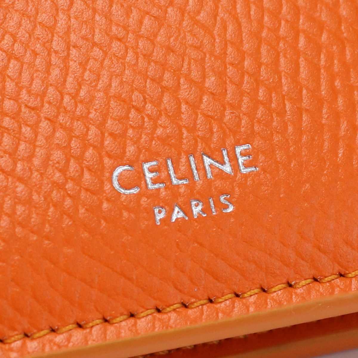 CELINE セリーヌ 二つ折り 長財布 赤 レザー ロゴ ブランド財布 刻印