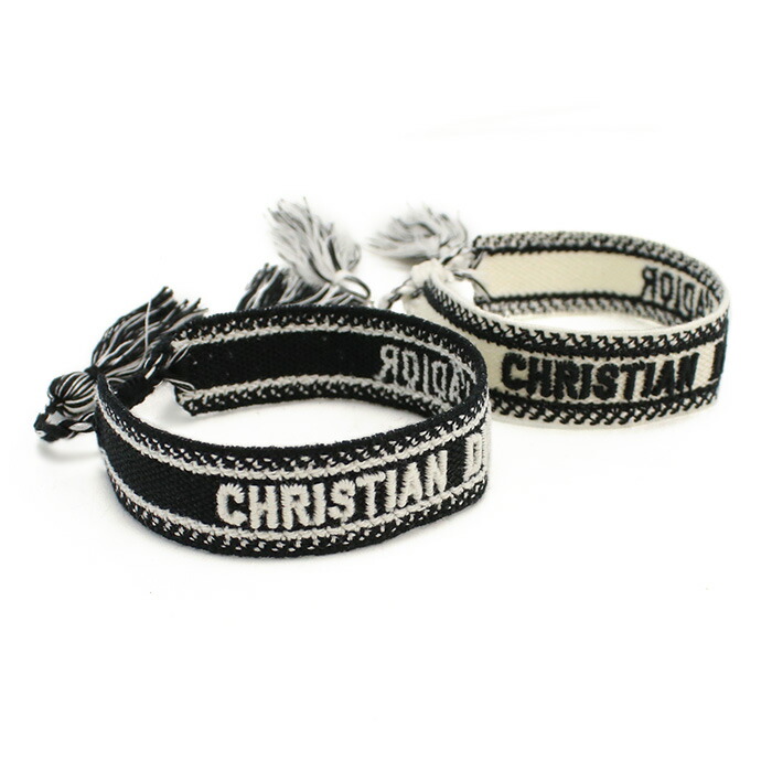 Christian Dior ロゴ入り バングル ブラック×ホワイト Christian Dior ロゴ入り バングル ブラック×ホワイト