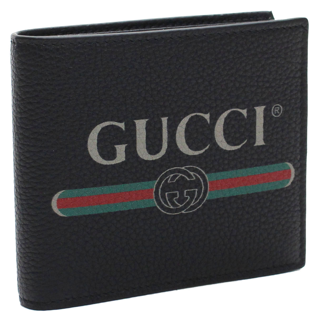 グッチ GUCCI GUCCI PRINT ヴィンテージロゴ プリント 2つ折り財布 コンパクト財布 496316 0GCAT 8163 ブラック メンズ ブランド財布 mini-01