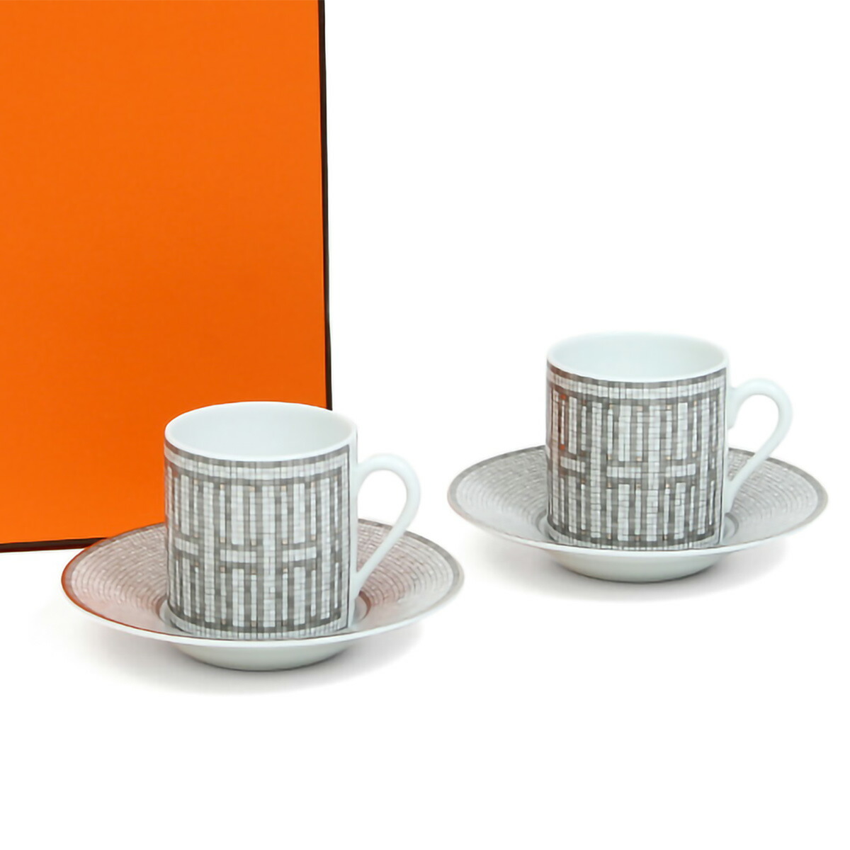 エルメス HERMES モザイク プラチナ コーヒーカップ ソーサー ペア 値段設定 コーヒーカップ&ソーサー HERMES 食器