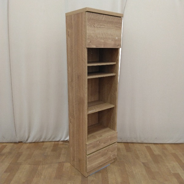 【中古】 ベージュ 天然木調キャビネット
