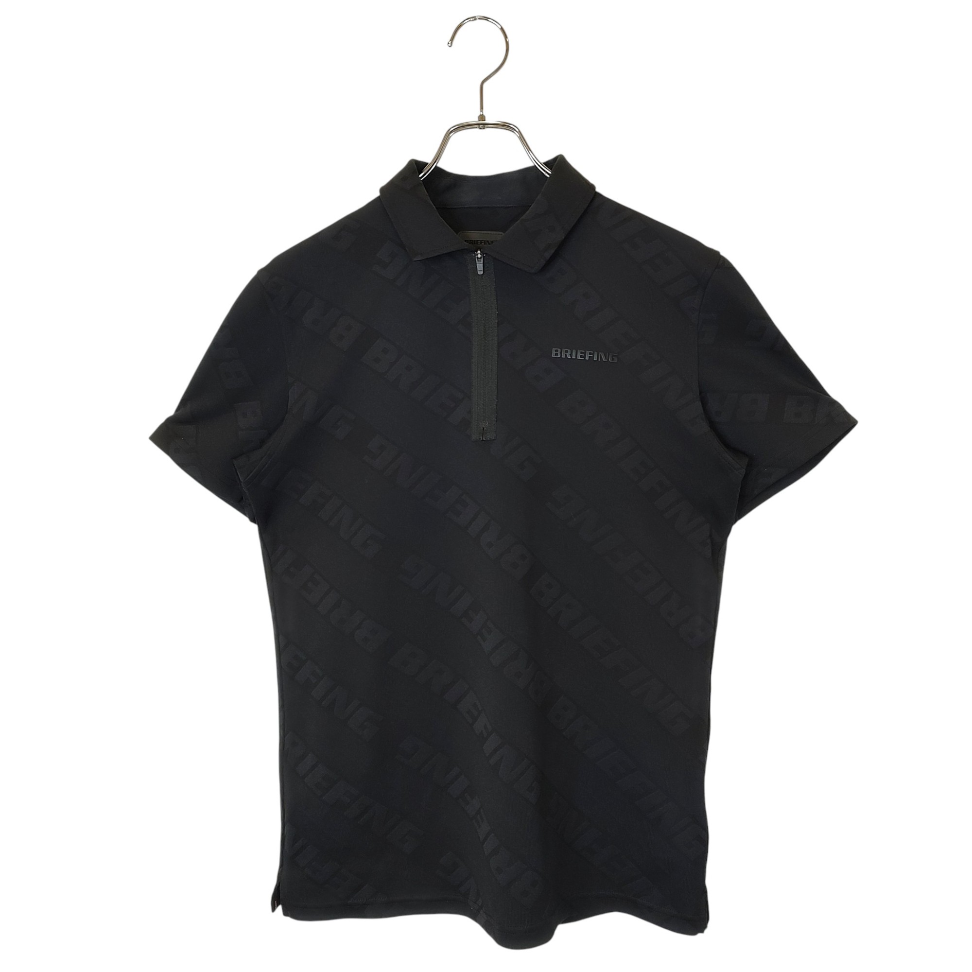 【中古】BRIEFING GOLF ブリーフィングゴルフ 23SS BIAS LOGO HALF ZIP SHIRT ハーフジップ 半袖 スポーツシャツ BRG231M02 M 黒いこと メンズ