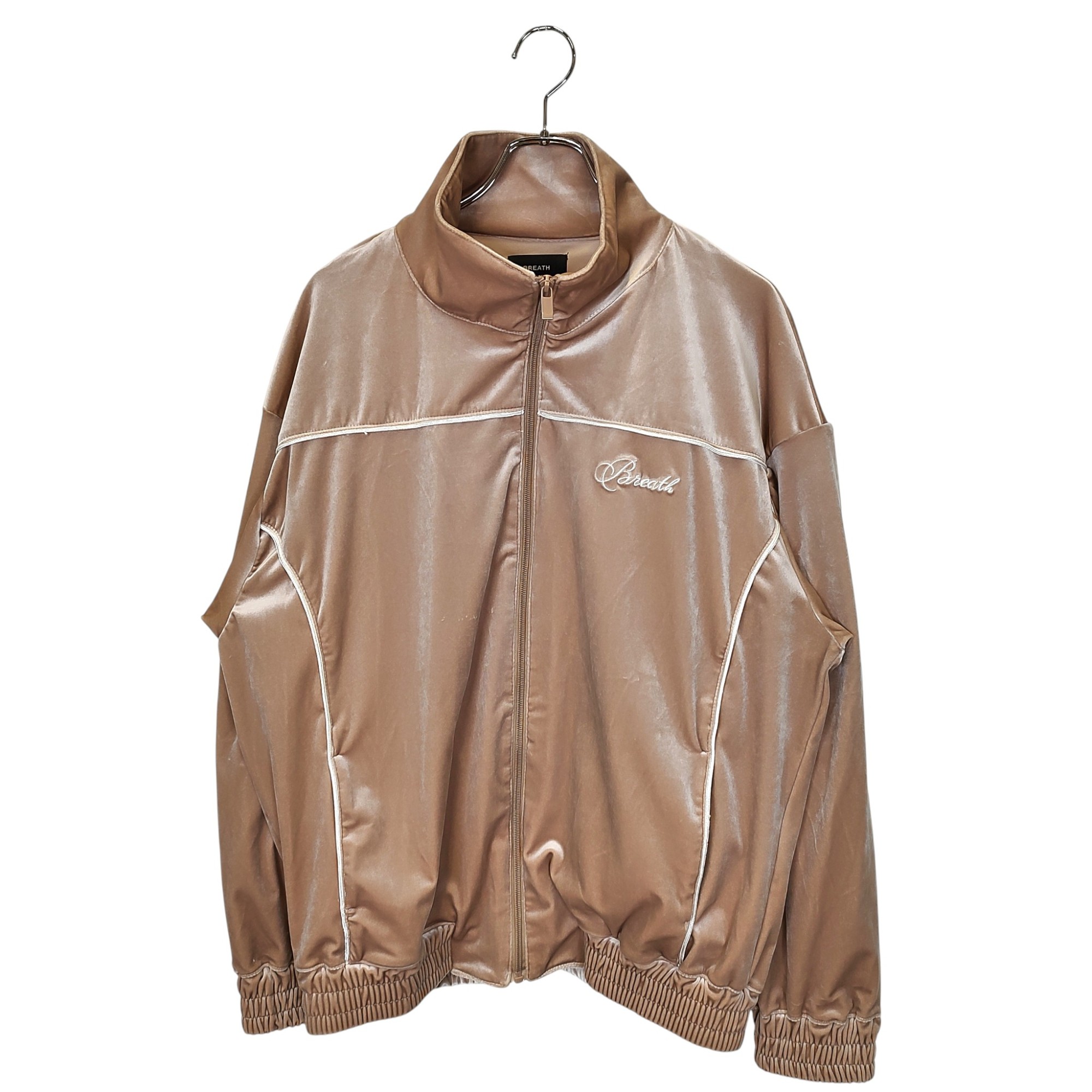 【中古】BREATH ブレス 24AW SCRIPT LOGO PIPING VELOUR JACKET ベロア ジャージ トラック ジャケット BR24AW-C5001 M ベージュ メンズ