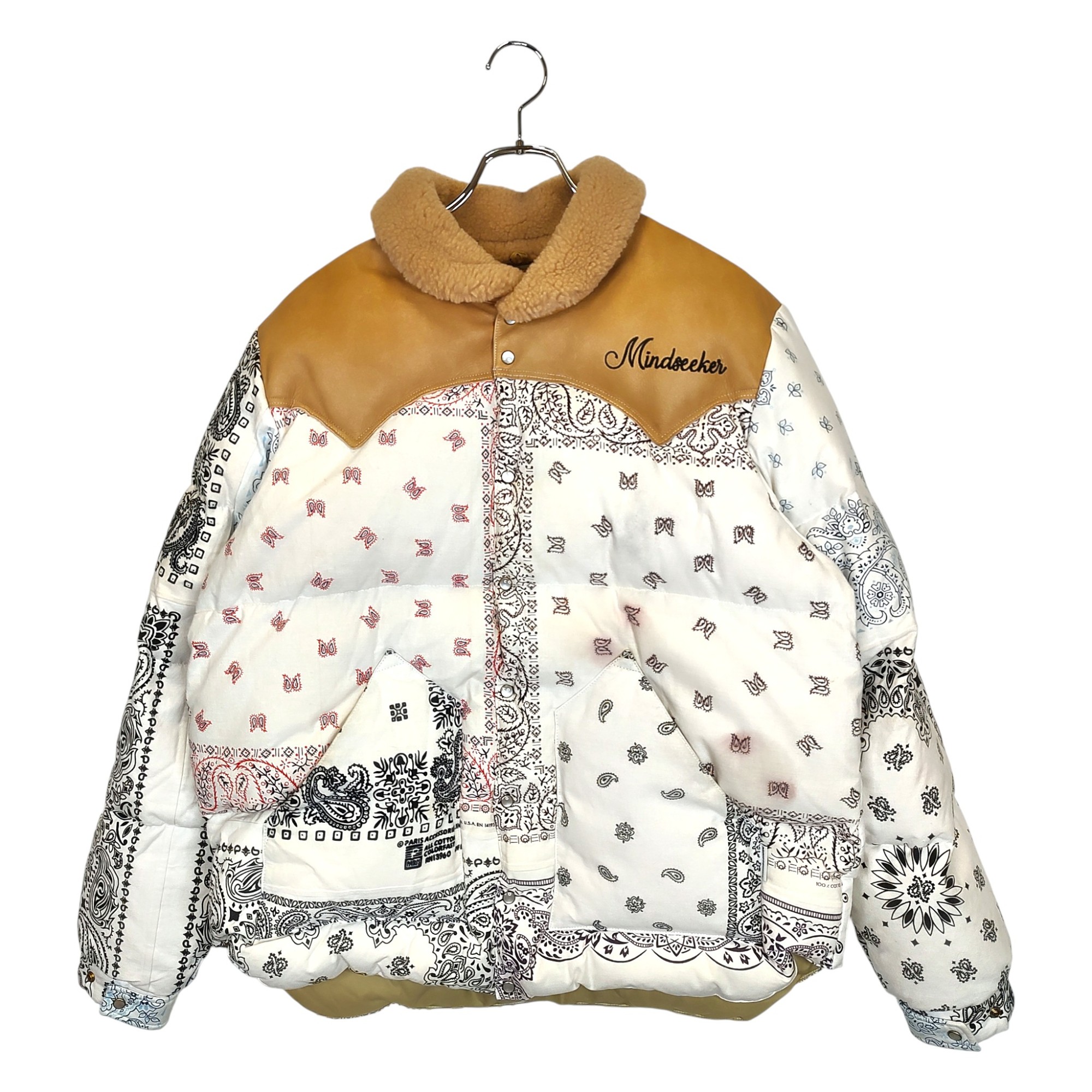 【中古】mindseeker マインドシーカー ×Rocky Mountain Christy Down Jacket  バンダナ ダウン ジャケット 44 ベージュ系 メンズ