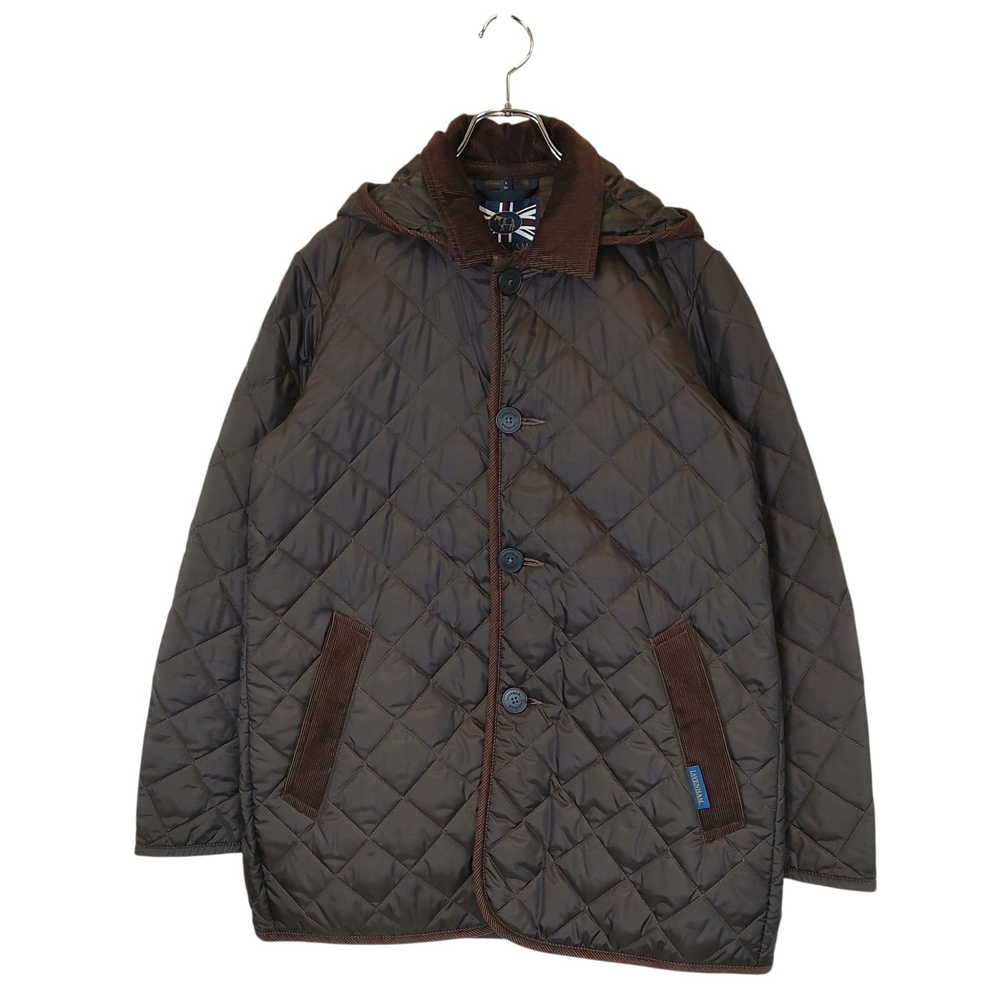 【中古】LAVENHAM ラベンハム フーディ キルティング ジャケット コート LVH-20BP S ブラウン メンズ