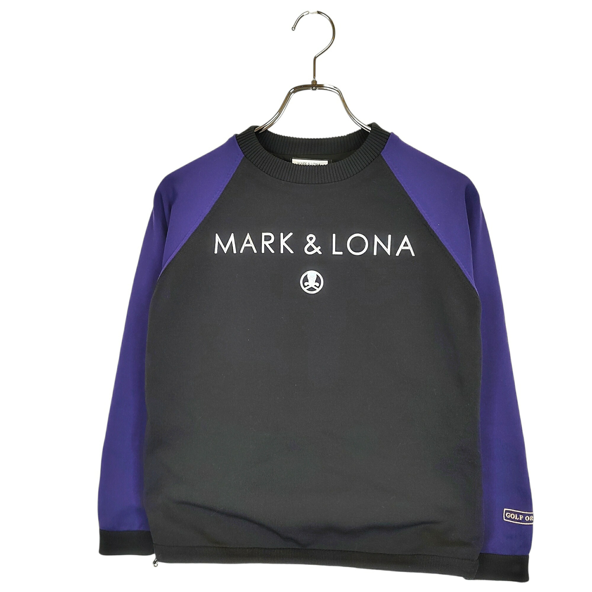 【中古】MARK\u0026LONA マークアンドロナ ゴルフ Mercury Performance Knit Outer 裏地付き添い人 ラグラン捩り 長袖 編み物 スウェーター MLW-1C-AB01 36 黒いこと/パープル レディース
