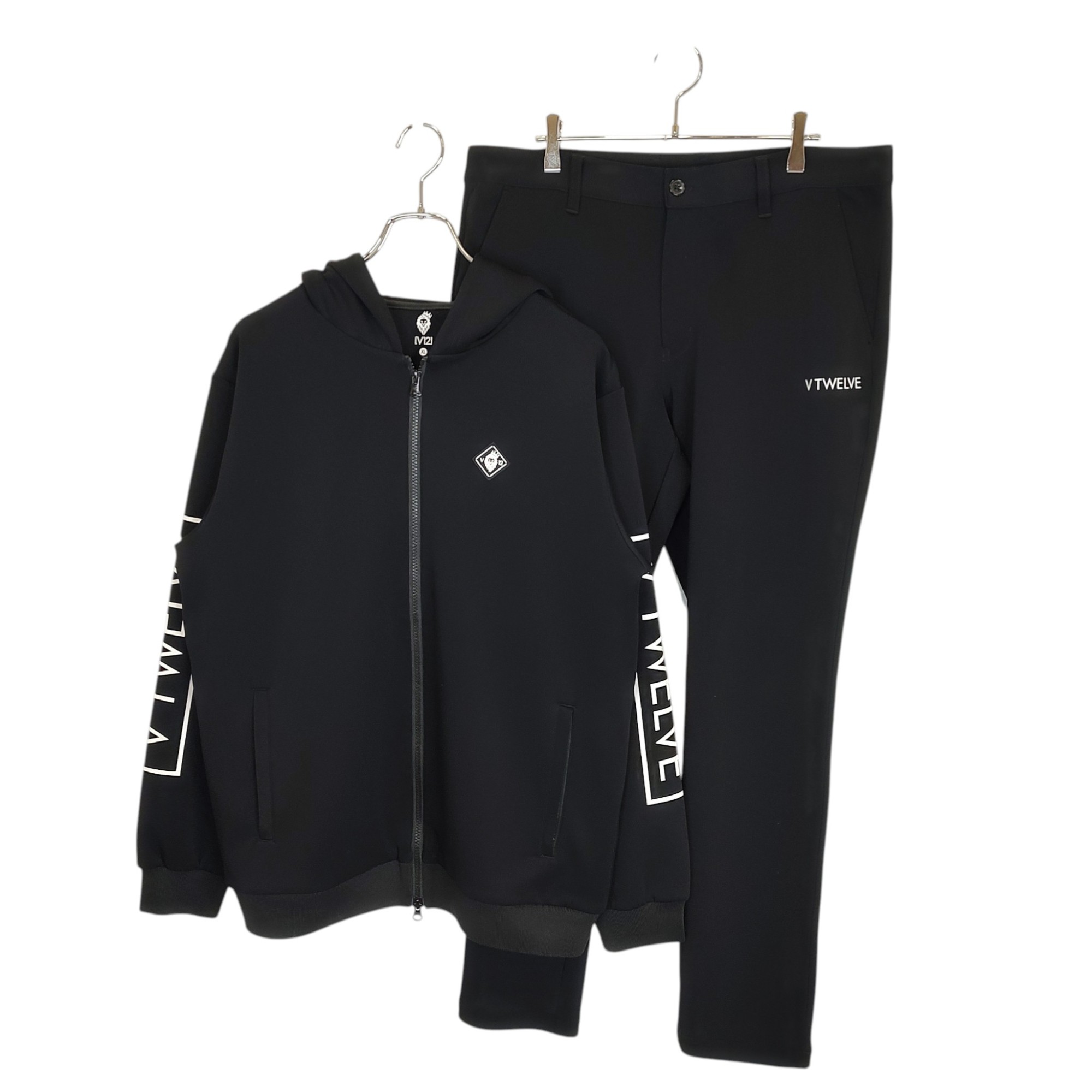 【中古】V12 ブイトゥエルブ ゴルフ 25AW SB PARKA PANTS ジップアップ パーカー ズボン下 上:V122520-SW02 下:V122520-PN02 上:XL 下:XL 黒いこと メンズ スポーツ・アウトドア-その他-ゴルフ