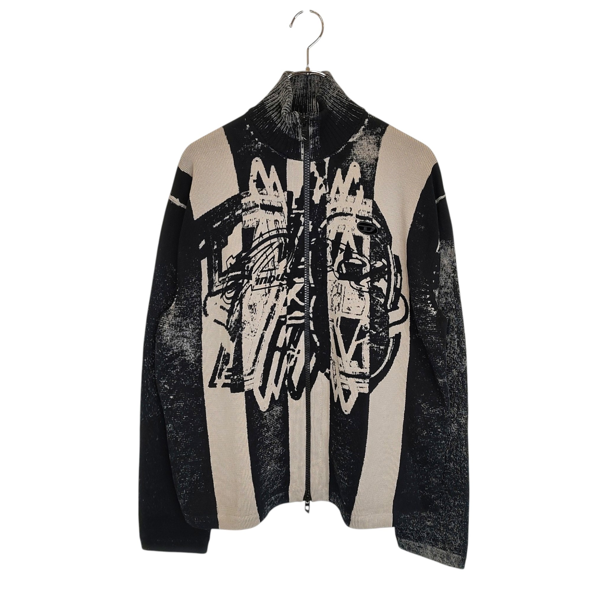 【中古】DIESEL ディーゼル 25AW K-Oliba-Jkt Full Zip Knit ジップアップ ニット ブルゾン A19469 L ブラック メンズ