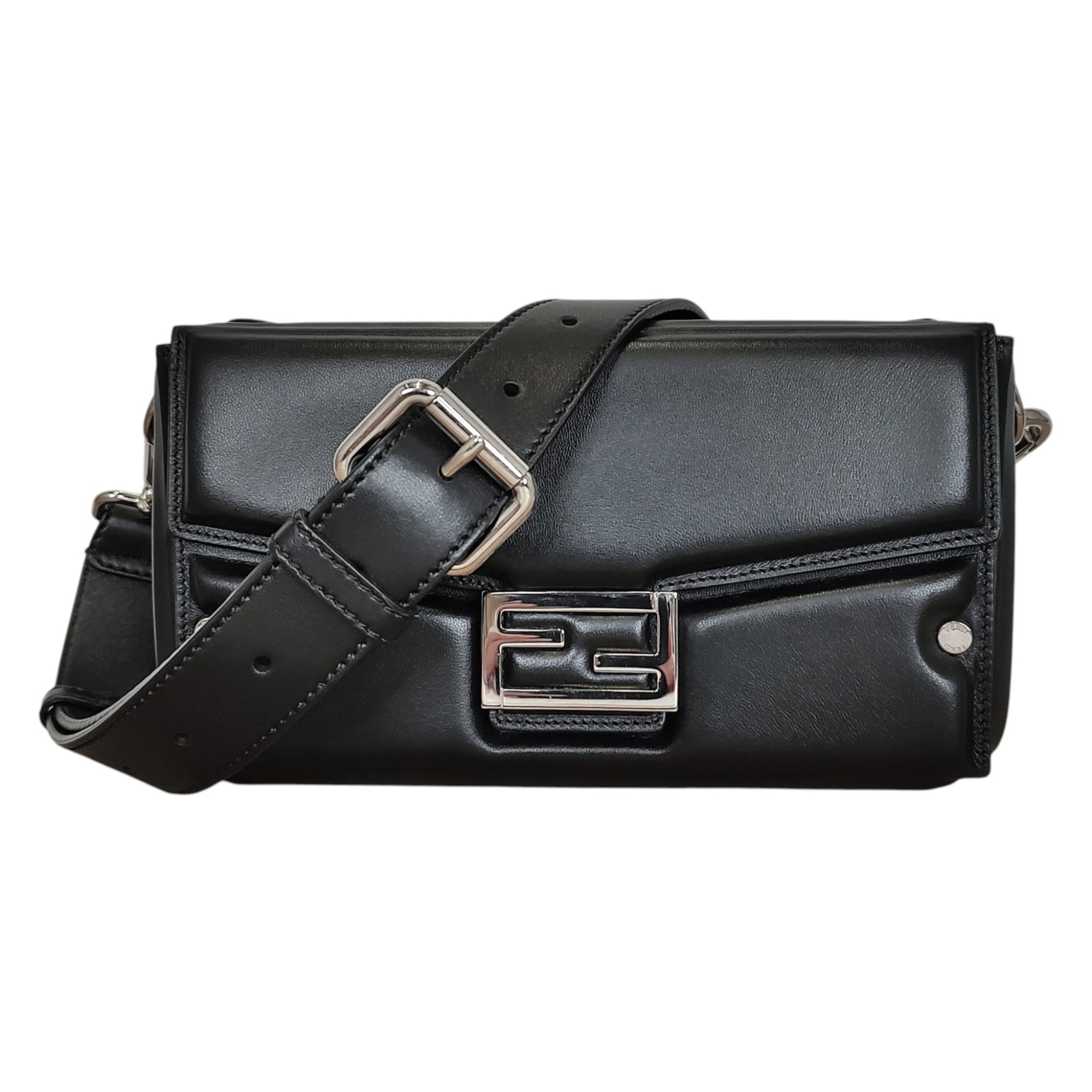 【中古】FENDI フェンディ 2WAY ホンブルグ帽ブート バゲット なめし革 ショルダーバッグ 7VA565 F 黒いこと/しろがね色 メンズ