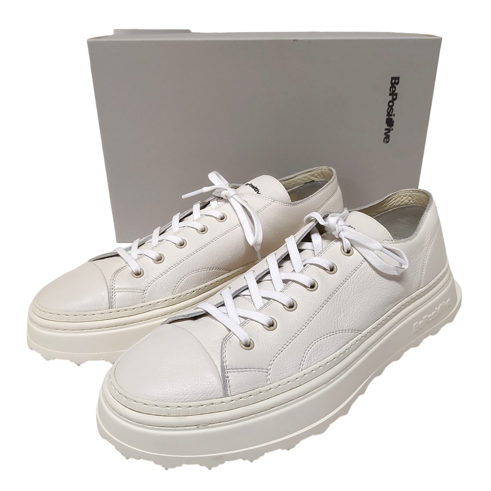 【中古】Bepositive ビーポジティブ Cuprace Star Low なめし革 スニーカー S6MCPR06/LEA EU45 29珊 白いこと メンズ