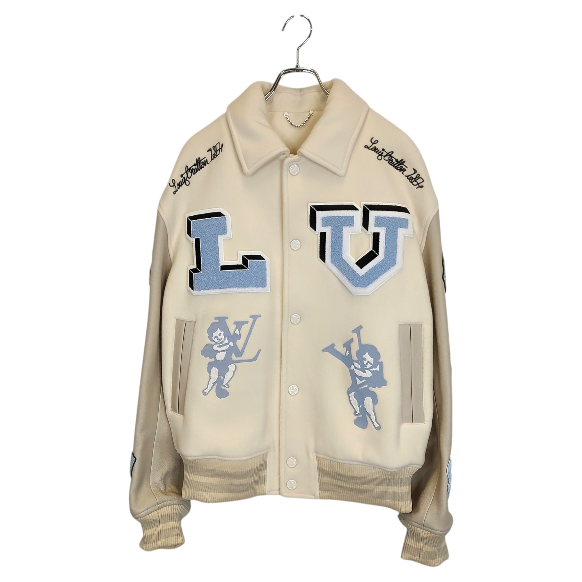 【中古】LOUIS VUITTON ルイ・ヴィトン 22AW マルチ継ぎ切れ  ミックスドレザー 赤ちょうちんシティ 上衣 上衣 RM222 MJY HNL91E 52 白いこと メンズ