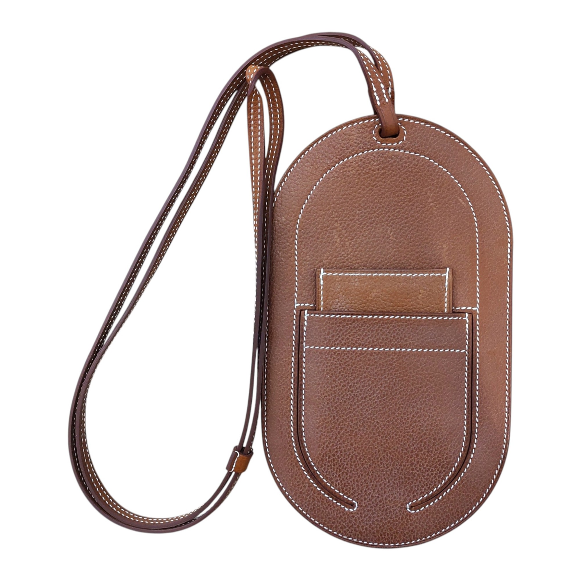 【中古】Hermes エルメス インザループ トゥーゴー W目じるし 2024年製 なめし革 スマートフォンケース GM 赤銅色