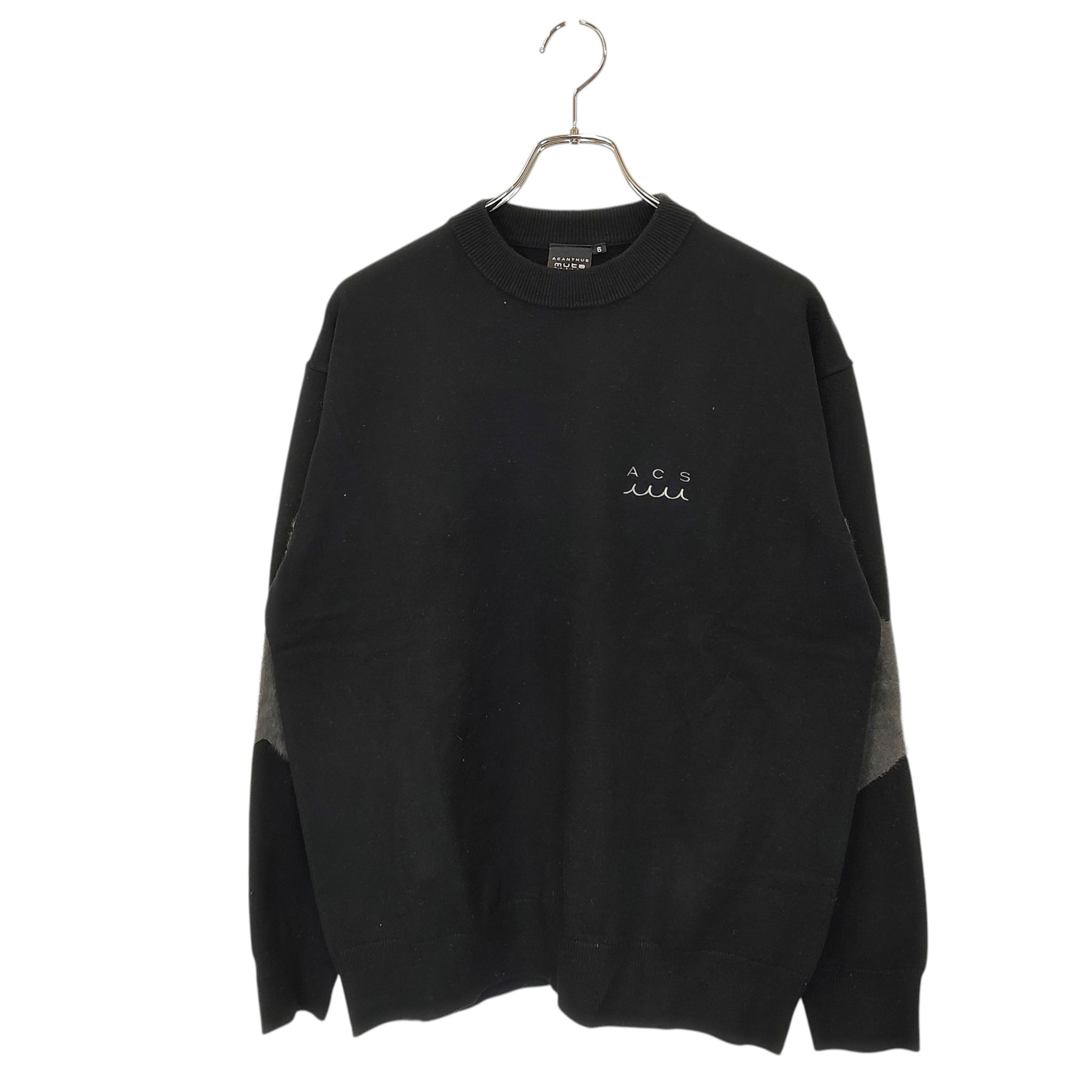 【中古】muta MARINE GOLF ムータ マリン ゴルフ x ACANTHUS アカンサス Arm Line Knit ニット セーター MMAC-MA2435 6 ブラック/グレー メンズ|TRIGGER 店